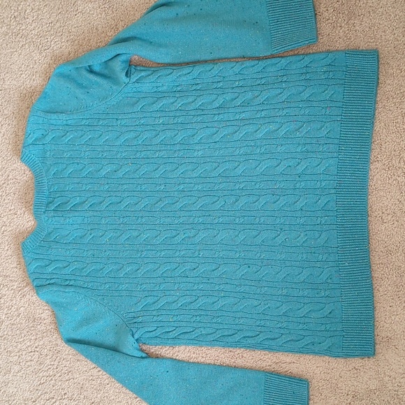 Talbots Plus Cable Knit Sweater Women Sz X Aqua Green Round Neck Long Sleeve-374 - Picture 4 of 9